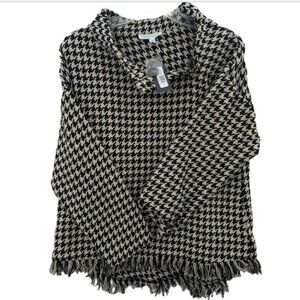 NWT DownEast Houndstooth Chic Pullover Sweater, 100% Cotton, L